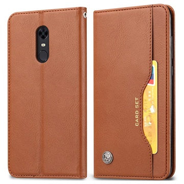 Kort Sæt Series OnePlus 6T Flip Cover med Pung - Brun