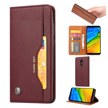 Kort Sæt Series OnePlus 6T Flip Cover med Pung - Vinrød