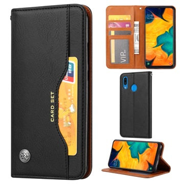 Kort Sæt Series Samsung Galaxy A20e Flip Cover med Pung - Sort