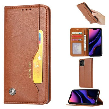 Kort Sæt Series iPhone 11 Flip Cover med Pung - Brun