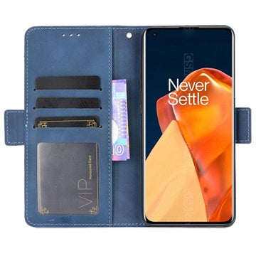 OnePlus 9 Pro Pung Cover med Kortholder - Blå