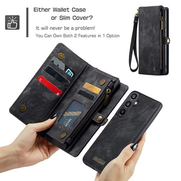 Samsung Galaxy A15 Caseme 008 2-i-1 Multifunktionel Pung - Sort