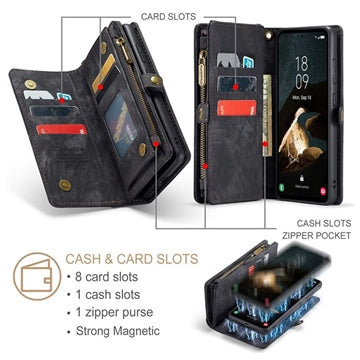 Samsung Galaxy A55 Caseme 008 2-i-1 Multifunktionel Pung - Sort