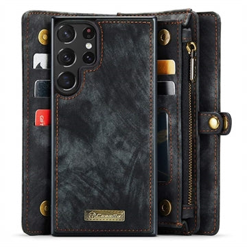 Samsung Galaxy S23 Ultra 5G Caseme 008 2-i-1 Multifunktionel Pung - Sort