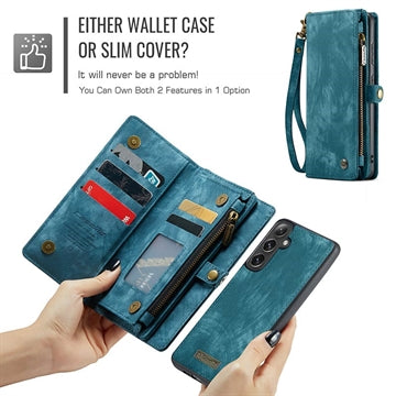 Samsung Galaxy S24 FE Caseme 008 2-i-1 Multifunktionel Pung - Blå