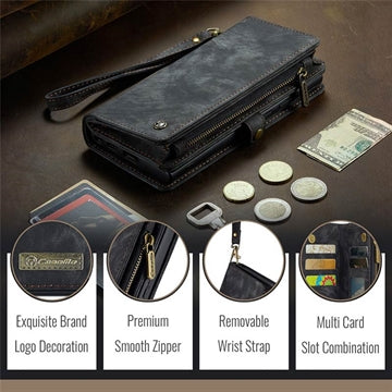 iPhone 16 Plus Caseme 008 2-i-1 Multifunktionel Pung - Sort