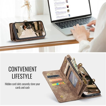 iPhone 16 Plus Caseme 008 2-i-1 Multifunktionel Pung - Brun