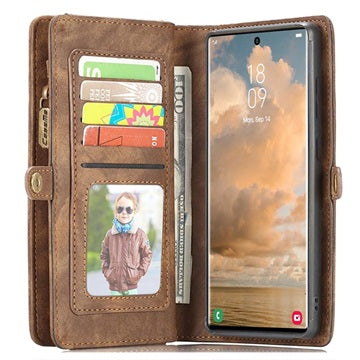 Caseme 2-i-1 Multifunktionel Samsung Galaxy S22 Ultra 5G Pung - Brun