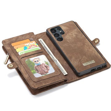 Caseme 2-i-1 Multifunktionel Samsung Galaxy S22 Ultra 5G Pung - Brun