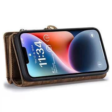 iPhone 15 Caseme 2-i-1 Multifunktionel Pung Cover - Brun