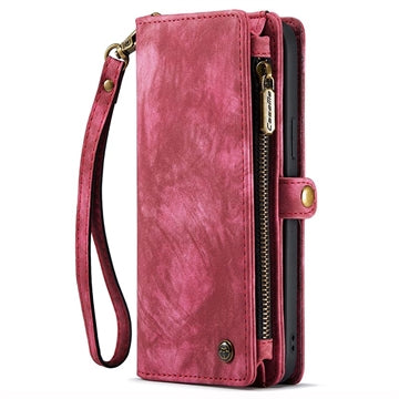 iPhone 15 Plus Caseme 2-i-1 Multifunktionel Pung Cover - Rød