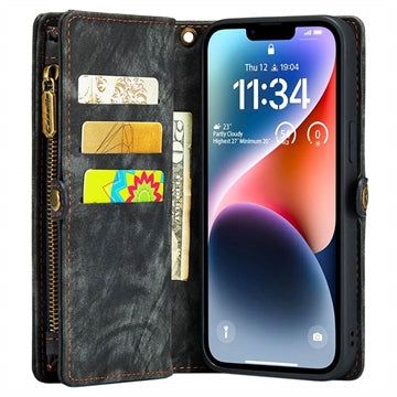 iPhone 15 Pro Caseme 2-i-1 Multifunktionel Pung - Sort