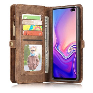 Caseme 2-i-1 Multifunktionel Samsung Galaxy S10 Pung Taske - Brun