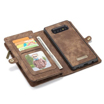 Caseme 2-i-1 Multifunktionel Samsung Galaxy S10 Pung Taske - Brun