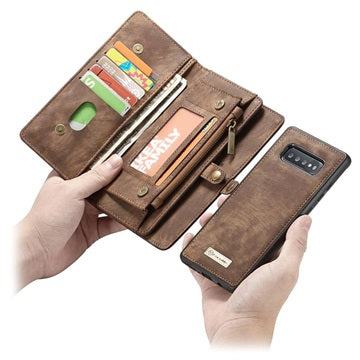 Caseme 2-i-1 Multifunktionel Samsung Galaxy S10 Pung Taske - Brun
