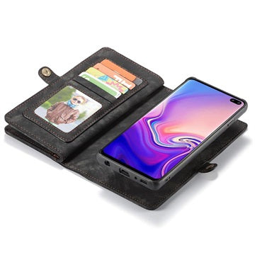 Caseme 2-i-1 Multifunktionel Samsung Galaxy S10 Pung Taske - Sort
