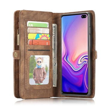 CaseMe 2-i-1 Multifunktionel Samsung Galaxy S10+ Pung - Brun