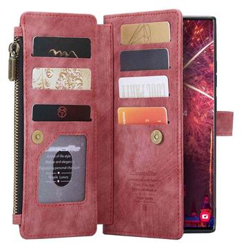 Caseme C30 Multifunktionel Samsung Galaxy S22 Ultra 5G Pung - Rød