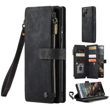 Caseme C30 Multifunktionel Samsung Galaxy S22 Ultra 5G Pung - Sort