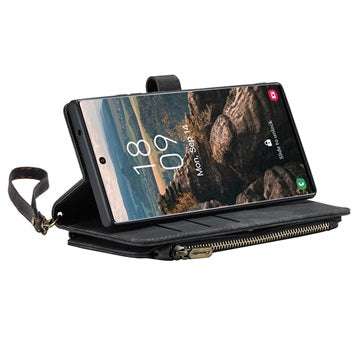 Caseme C30 Multifunktionel Samsung Galaxy S22 Ultra 5G Pung - Sort