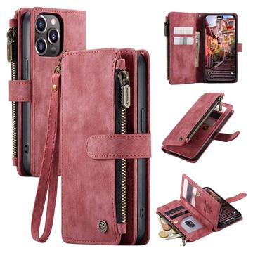 Caseme C30 Multifunktionel iPhone 14 Pro Pung - Rød