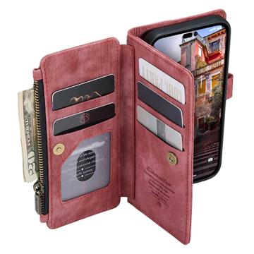 Caseme C30 Multifunktionel iPhone 14 Pro Pung - Rød
