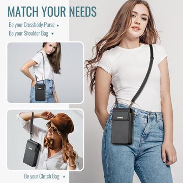 Caseme ME50 Universal Crossbody-taske m. RFID-beskyttelse - 4"-7.3" - Sort