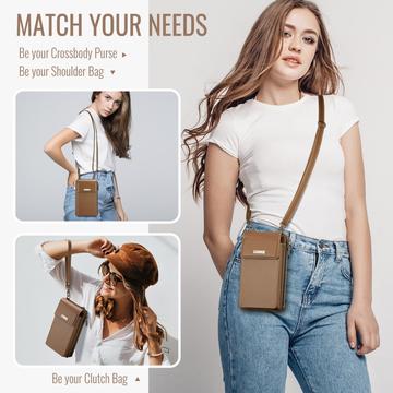 Caseme ME50 Universal Crossbody-taske m. RFID-beskyttelse - 4"-7.3" - Brun