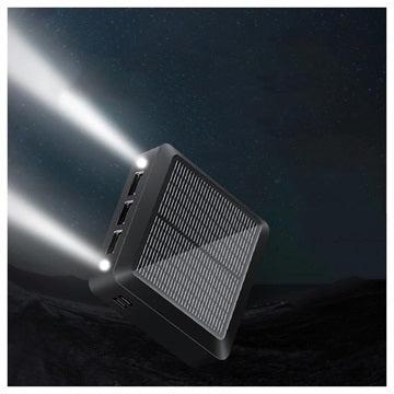 Kompakt Solcelle-Powerbank - 10000mAh, 3xUSB-A - Sort