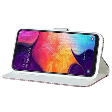 Croco Bling Samsung Galaxy A50 Pung - Sølv