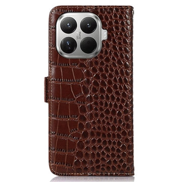 Xiaomi 17T Pro Crocodile Series Læderpung med RFID - Brun