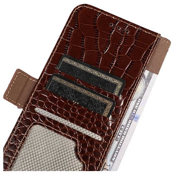 Nokia G42 Crocodile Series Læderpung med RFID - Brun