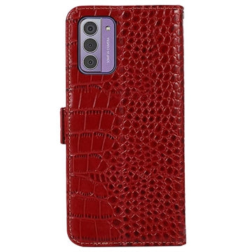 Nokia G42 Crocodile Series Læderpung med RFID - Rød