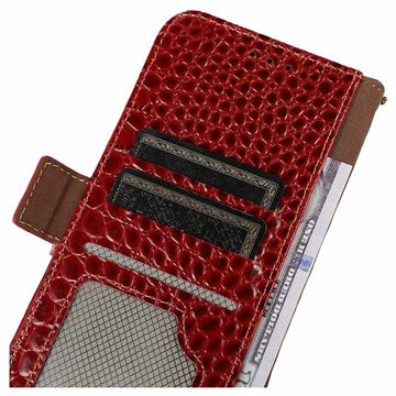 Nokia G42 Crocodile Series Læderpung med RFID - Rød