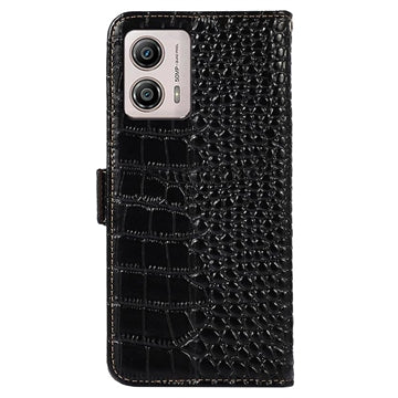 Crocodile Series Motorola Moto G53 Læderpung med RFID - Sort