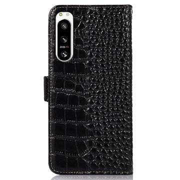 Crocodile Series Sony Xperia 5 IV Læderpung med RFID - Sort