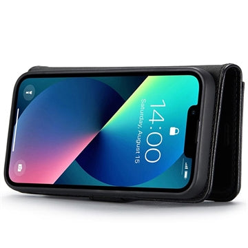 iPhone 15 DG.Ming Læderpung med Aftageligt Cover - Sort