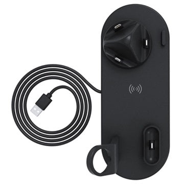 Docking Station med QI Trådløs Oplader UD15 - Sort