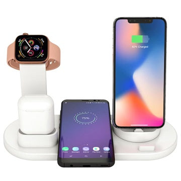Docking Station med QI Trådløs Oplader UD15 - Hvid