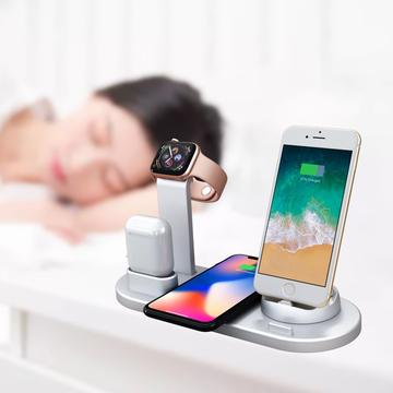 Docking Station med QI Trådløs Oplader UD15 - Sølv