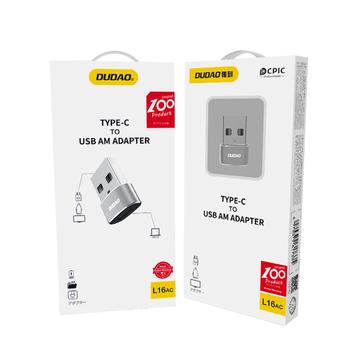 Dudao USB-adapter - USB-C hun/USB-A han - sort