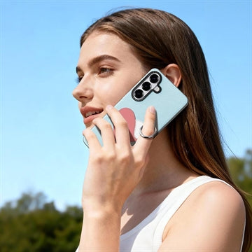 Samsung Galaxy S26 Dux Ducis Luvy cover med fingerring/håndrem - himmelblå / hjerte