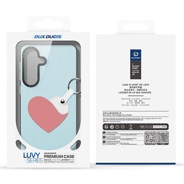 Samsung Galaxy S26 Dux Ducis Luvy cover med fingerring/håndrem - himmelblå / hjerte