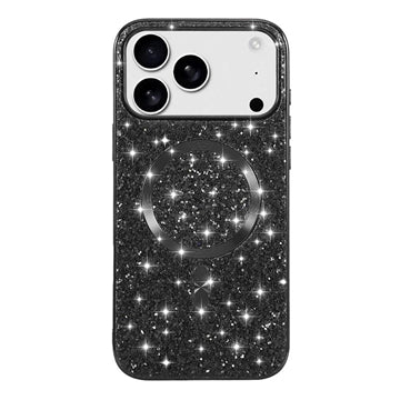 iPhone 17 Pro Galvaniseret glitter cover - MagSafe-kompatibel - Sort