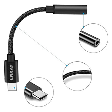 Enkay ENK-AT111 USB-C / 3.5mm AUX Adapter - Sort