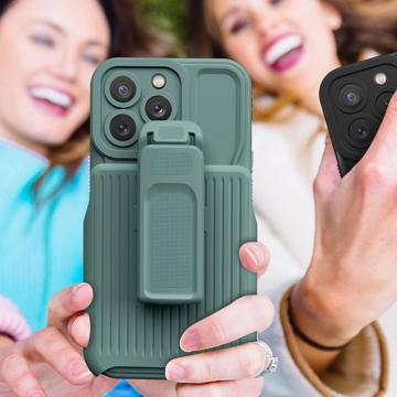 Explorer Series iPhone 14 Pro Hybrid Cover med Bælteklip - Mørkegrøn