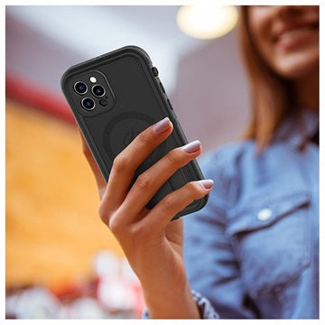 Extreme IP68 iPhone 12 Pro Magnetisk Vandtæt Taske - Sort