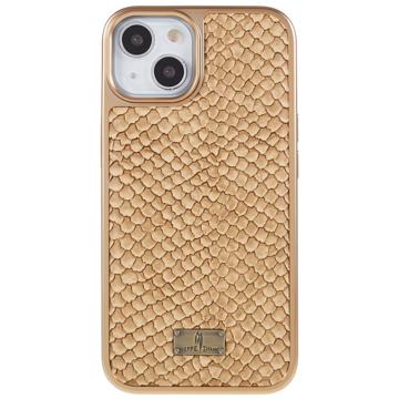 Fierre Shann Galvaniseret iPhone 14 Plus Belagt Cover - Slangeskind - Lysebrun