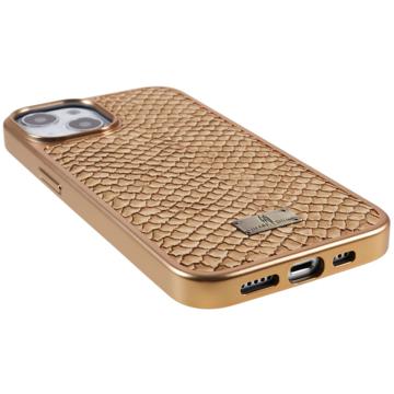 Fierre Shann Galvaniseret iPhone 14 Plus Belagt Cover - Slangeskind - Lysebrun