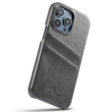 Fierre Shann iPhone 14 Pro Dækket Cover med Kortholder - Grå